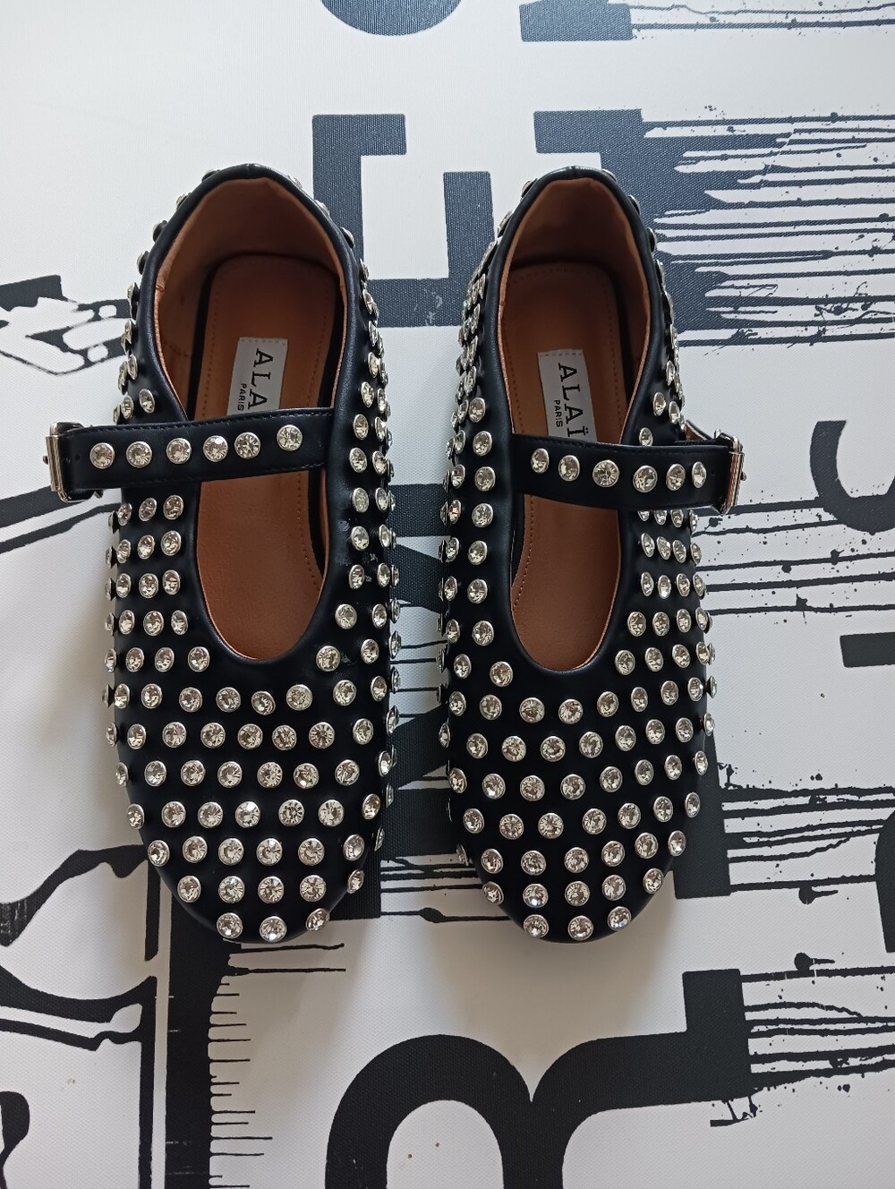 Alaia Paris Stud Ballet Flat Mary Jane Shoes Size 38,